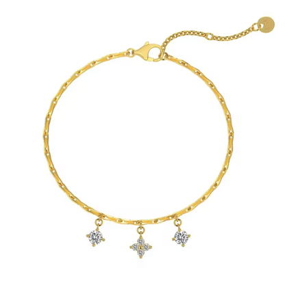 Chain Solitaire Flower Rhodium-Plated Bracelet