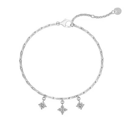 Chain Solitaire Flower Rhodium-Plated Bracelet