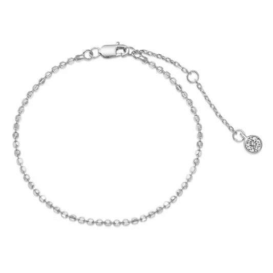 Minimalist Disco Chain Rhodium-Plated Bracelet