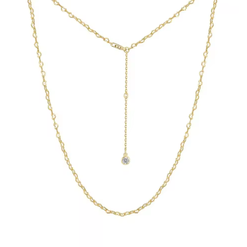 Heart Chain Rhodium-Plated Necklace