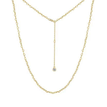 Heart Chain Rhodium-Plated Necklace