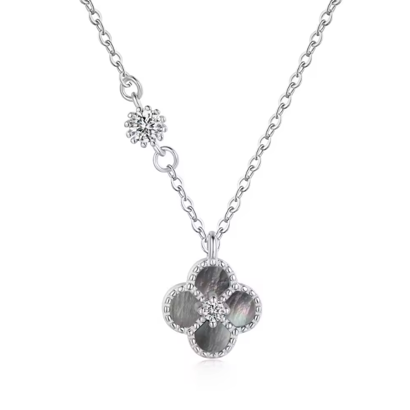 Mini Platinum Clover Rhodium-Plated Necklace