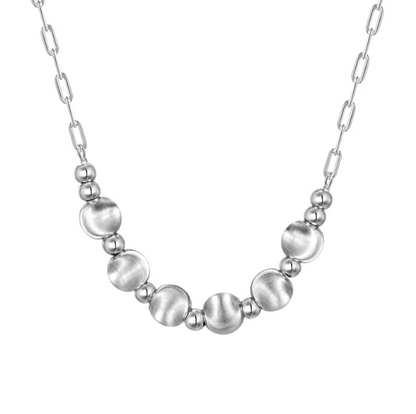 Cat's Eye Paperclip Rhodium-Plated Necklace
