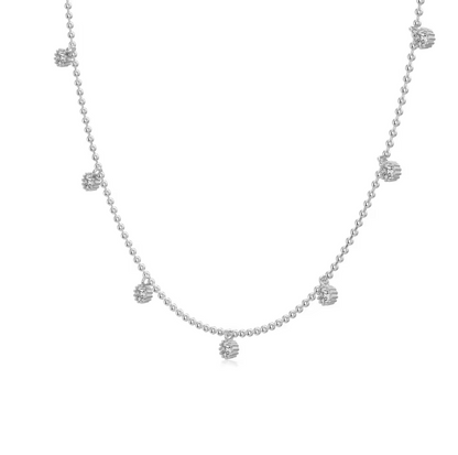 Beaded Crystal Station Rhodium-Plated Necklace