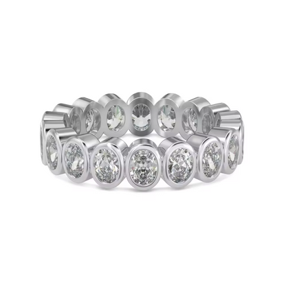 Oval Bezel Eternity Rhodium-Plated Ring