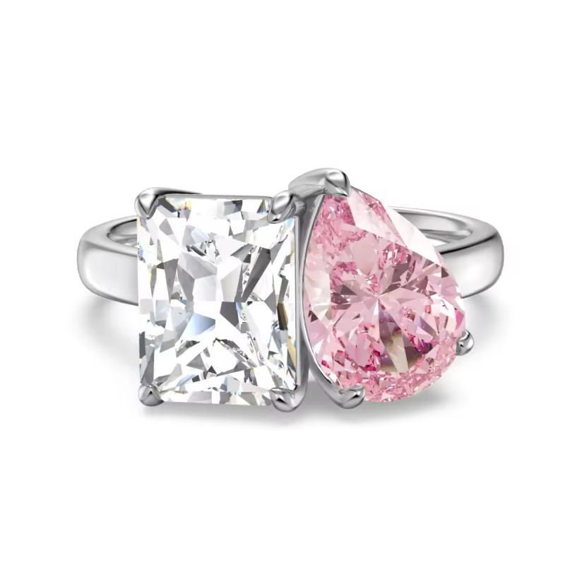You and Me Pink Rhodium-Plated Ring
