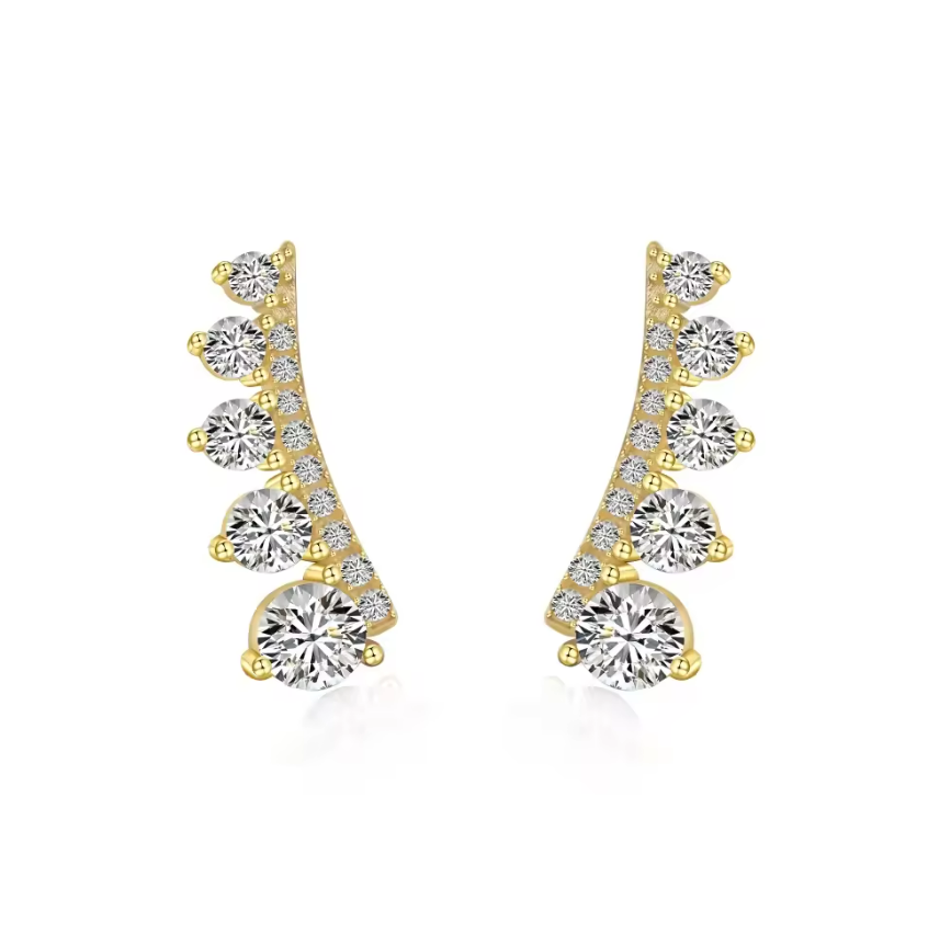 Crawler Crystal Rhodium-Plated Stud Earrings