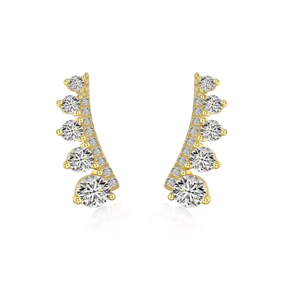 Crawler Crystal Rhodium-Plated Stud Earrings