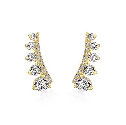 Crawler Crystal Rhodium-Plated Stud Earrings