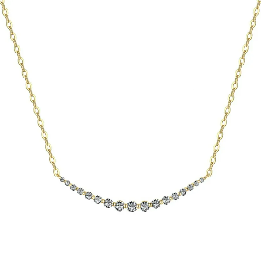 Wide Smile Rhodium-Plated Necklace