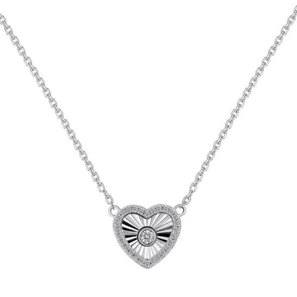Heart Stone Rhodium-Plated Necklace