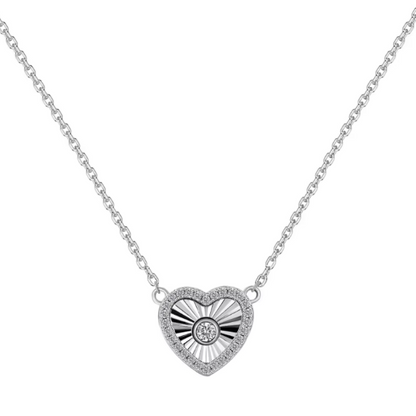 Heart Stone Rhodium-Plated Necklace