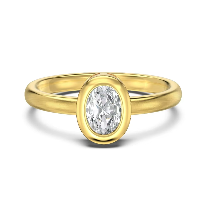 Donut Oval Cut Rhodium-Plated Ring