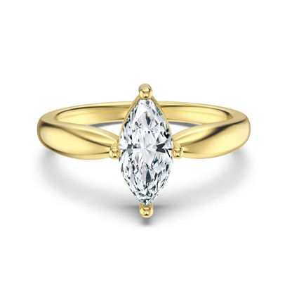 Marquise Cut Plain Band Rhodium-Plated Ring