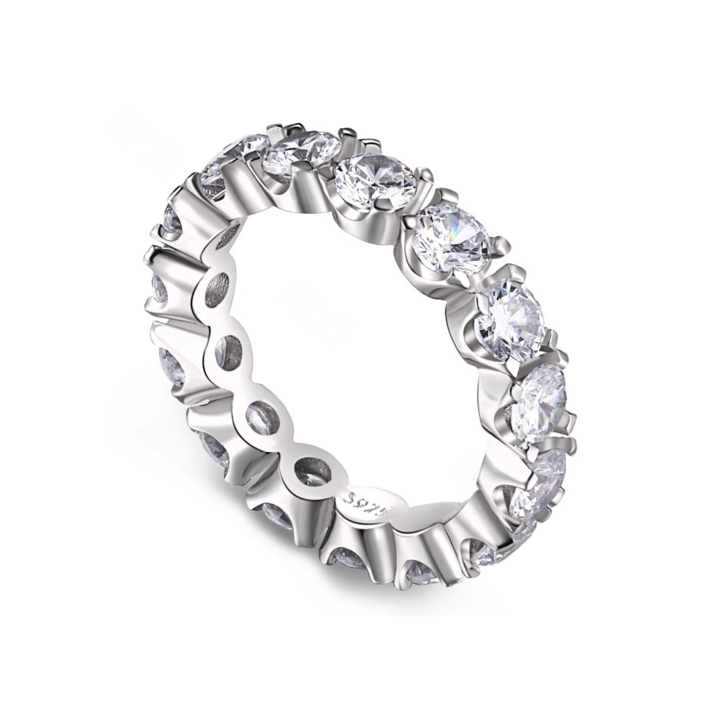 Square Eternity Rhodium-Plated Ring