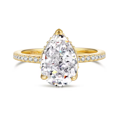 Pear Cut Rhodium-Plated Ring