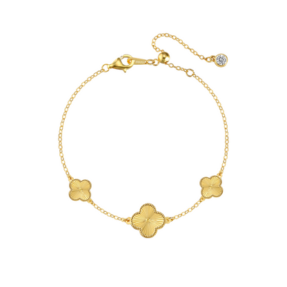 Three-Clover Rhodium-Plated Bracelet