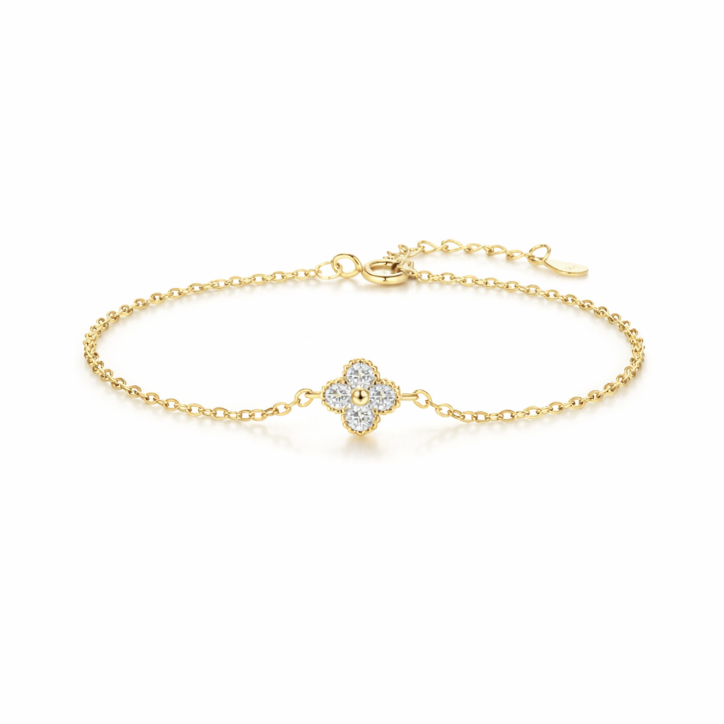 Single Crystal Clover Moissanite Bracelet