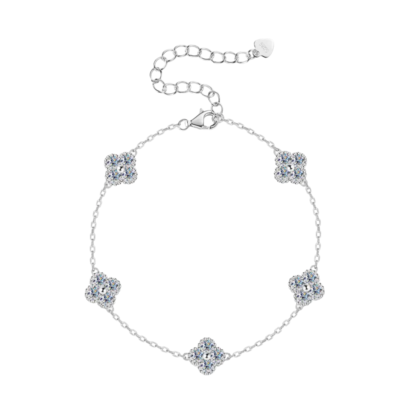 Five-Petal Clover Crystal Moissanite Bracelet