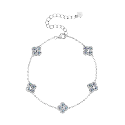 Five-Petal Clover Crystal Moissanite Bracelet