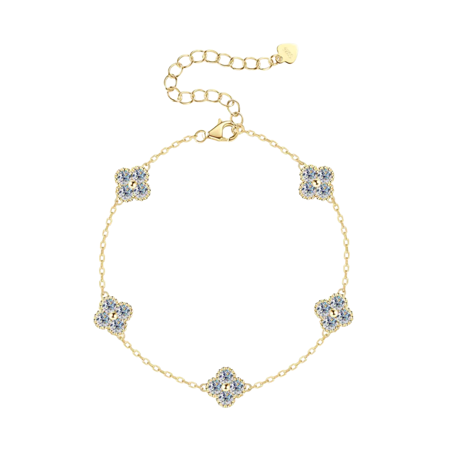 Five-Petal Clover Crystal Moissanite Bracelet