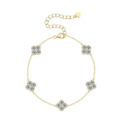Five-Petal Clover Crystal Moissanite Bracelet
