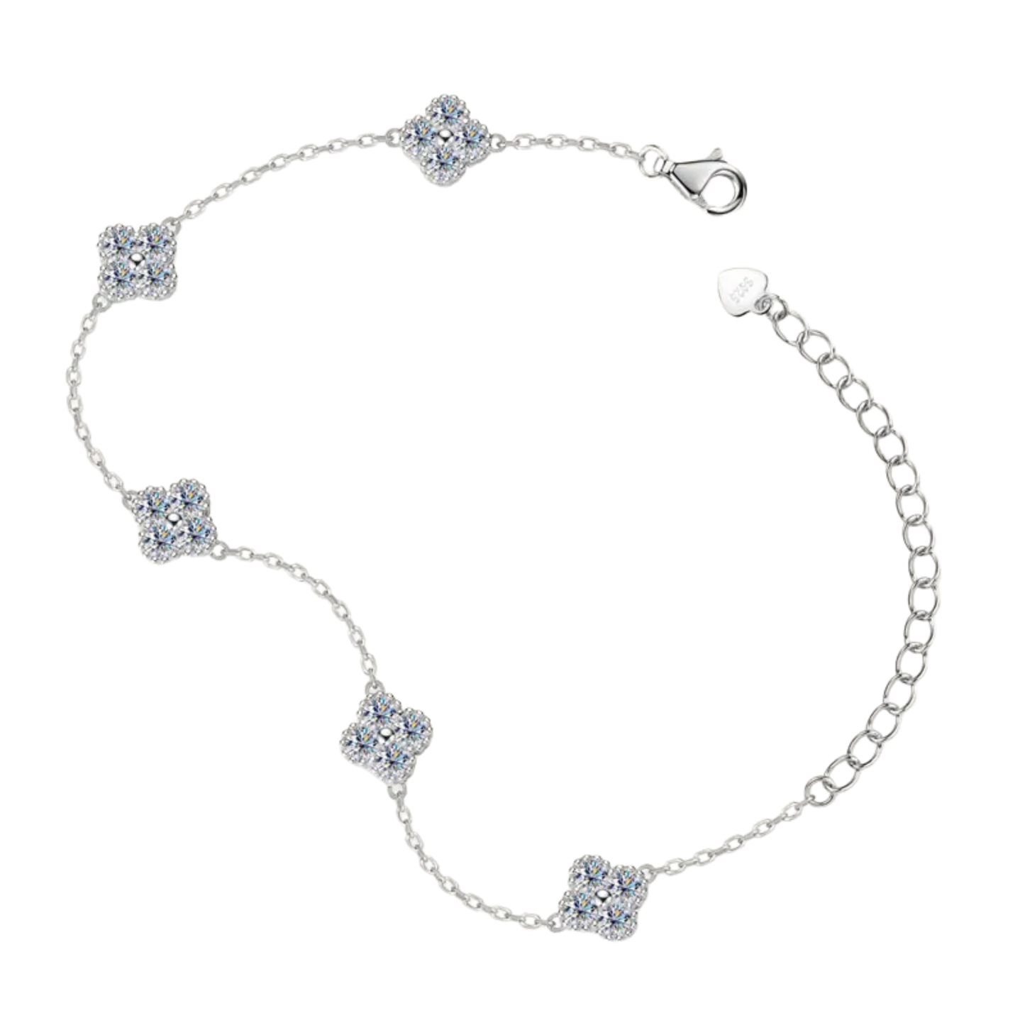 Five-Petal Clover Crystal Moissanite Bracelet