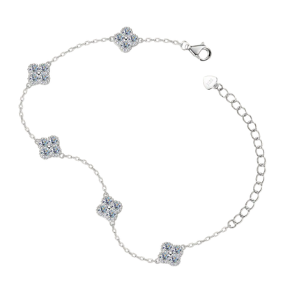Five-Petal Clover Crystal Moissanite Bracelet