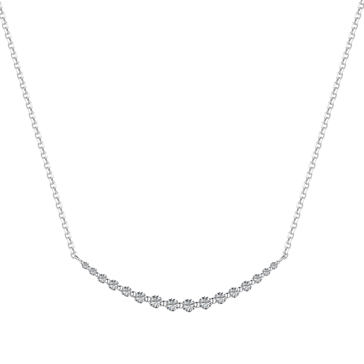Wide Smile Rhodium-Plated Necklace