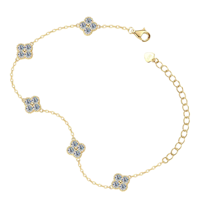 Five-Petal Clover Crystal Moissanite Bracelet