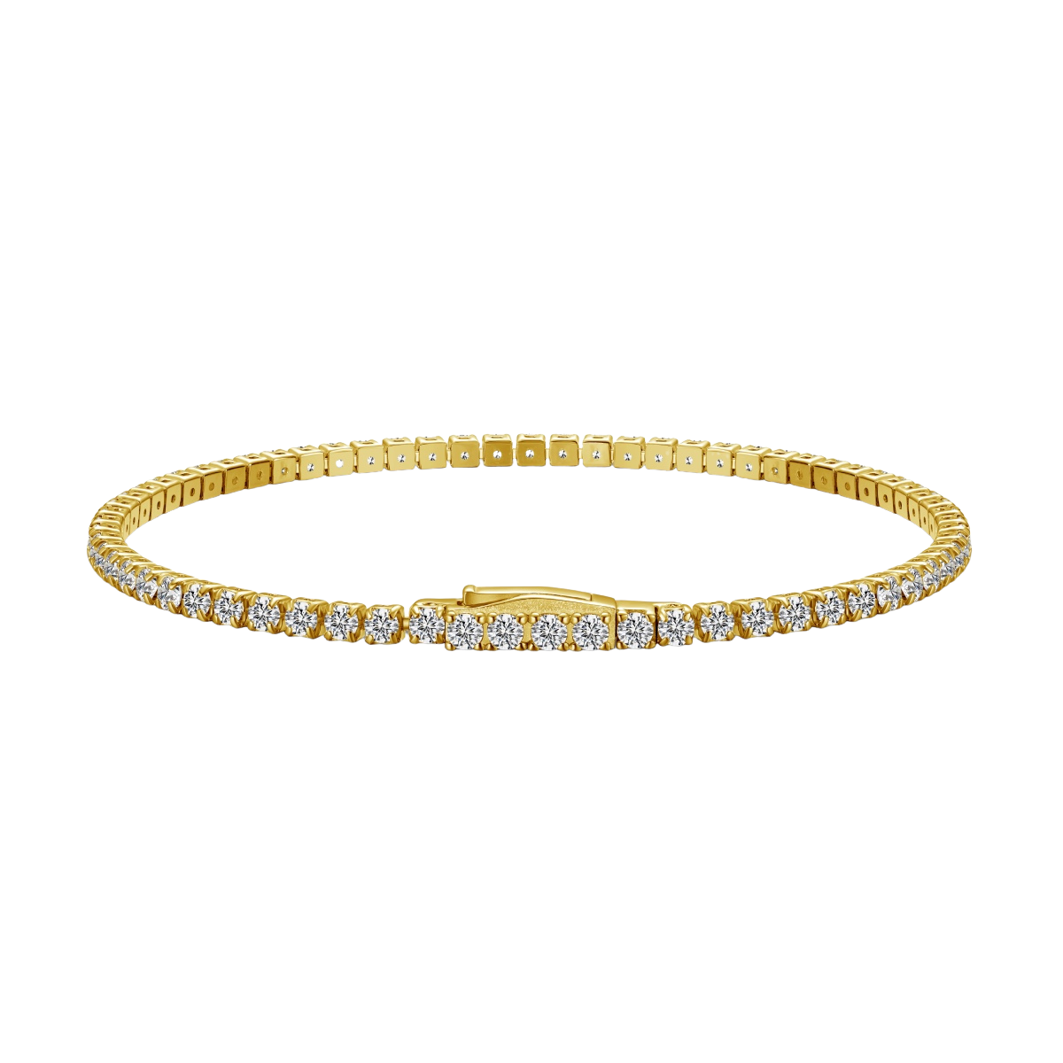 Tennis Double Lock Rhodium-Plated Bracelet