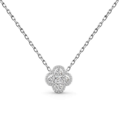 Big Clover Crystal Rhodium-Plated Necklace